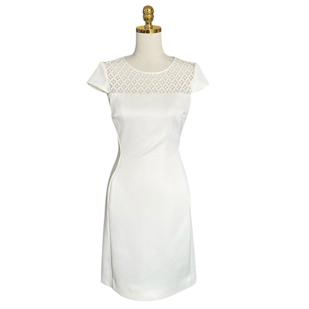 ANTONIO MELANI Elegant White Dress with Lace Detail Office/Formal Dress Size 4